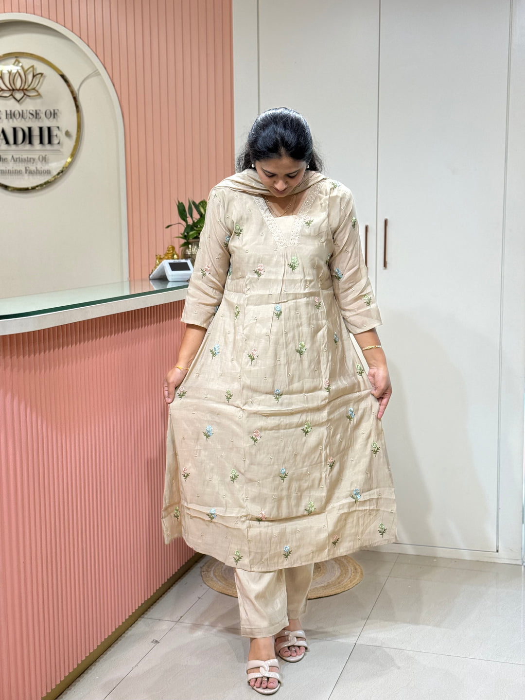 Mul Chanderi with Beautiful  Embroidery work| R209