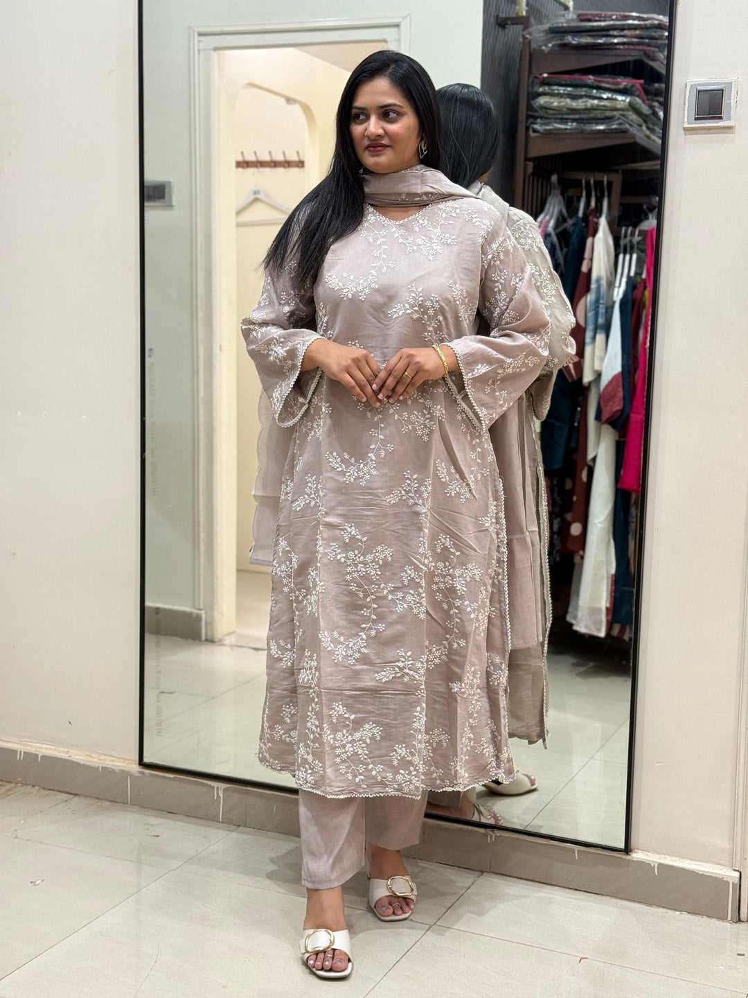 Mul Chanderi with Embroidery work| R205