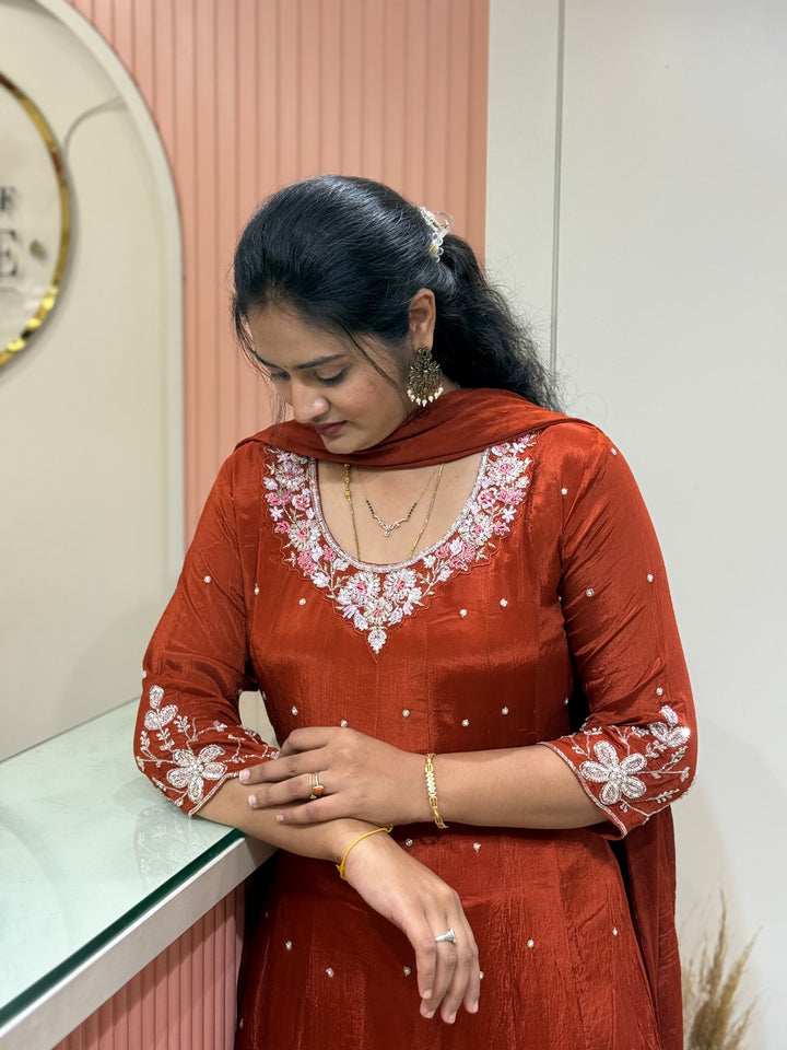 Pure Chinon Handwork Collection Party Wear  | R177