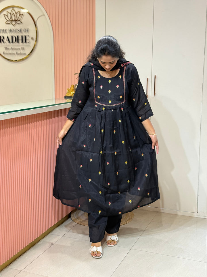 Mul Chanderi with cute Embroidery work | R208