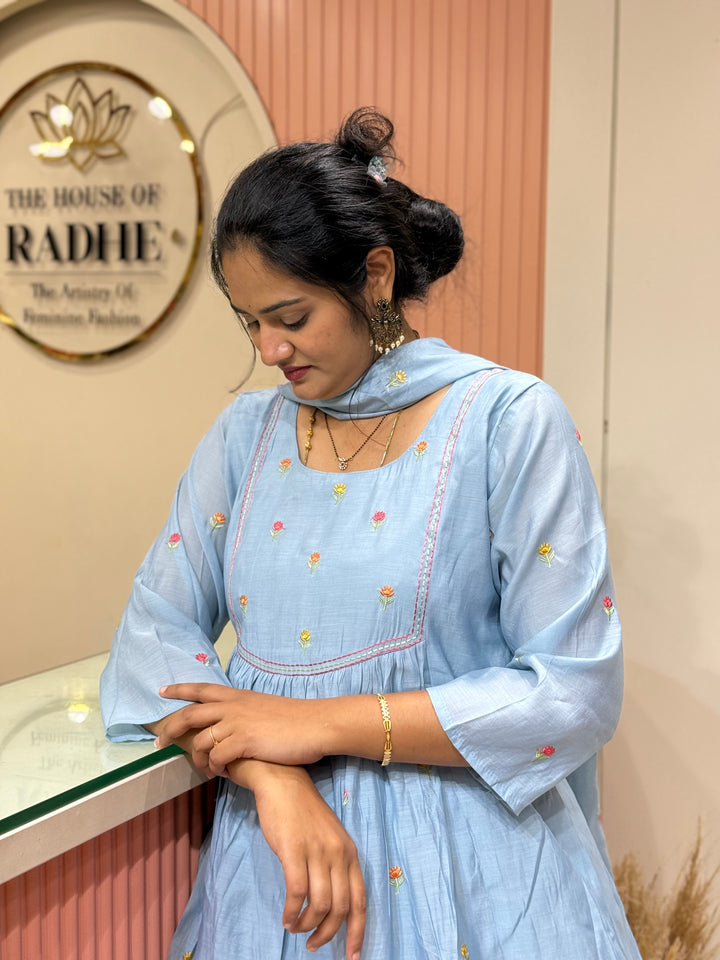 Mul Chanderi with Cute Embroidery work | R208
