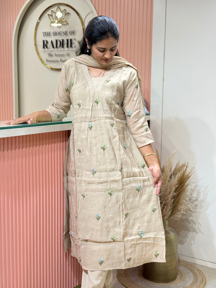 Mul Chanderi with Beautiful  Embroidery work| R209