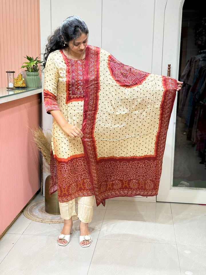 Gaji Satin Collection with Bandini print ( Dupatta Gaji Satin ) | R227