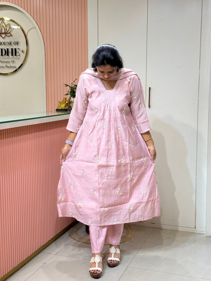 Premium Mul Chanderi with Embroidery work | R179