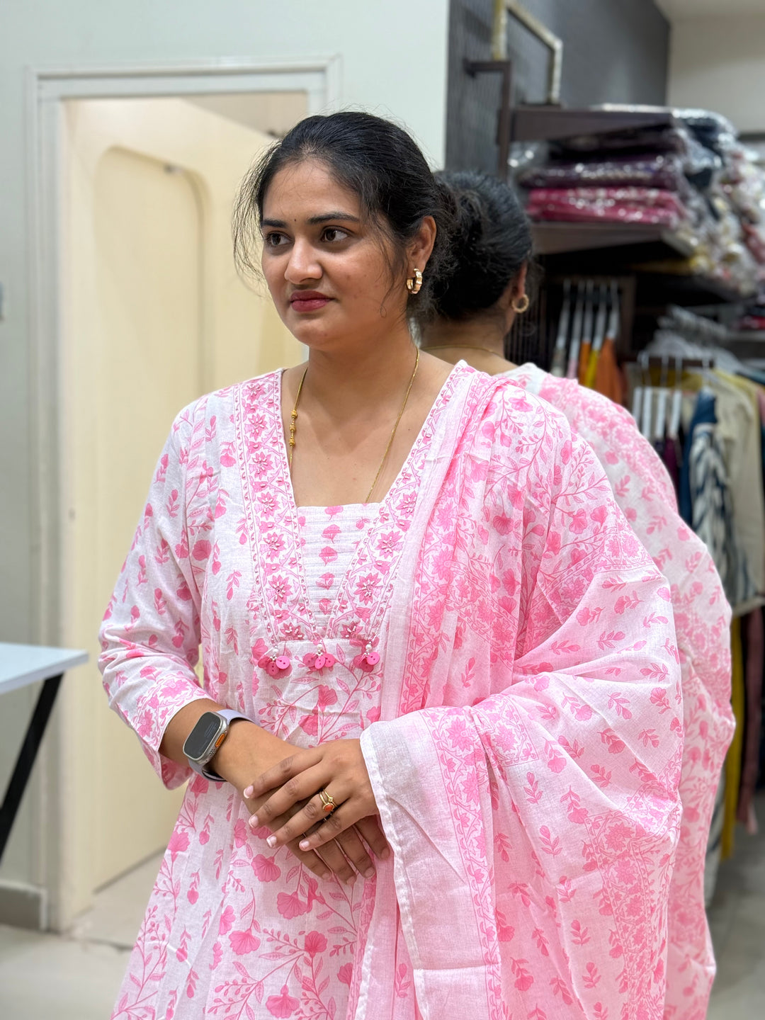 Cotton Dress with Cotton Lining – Summer Collection (White Base) | R113