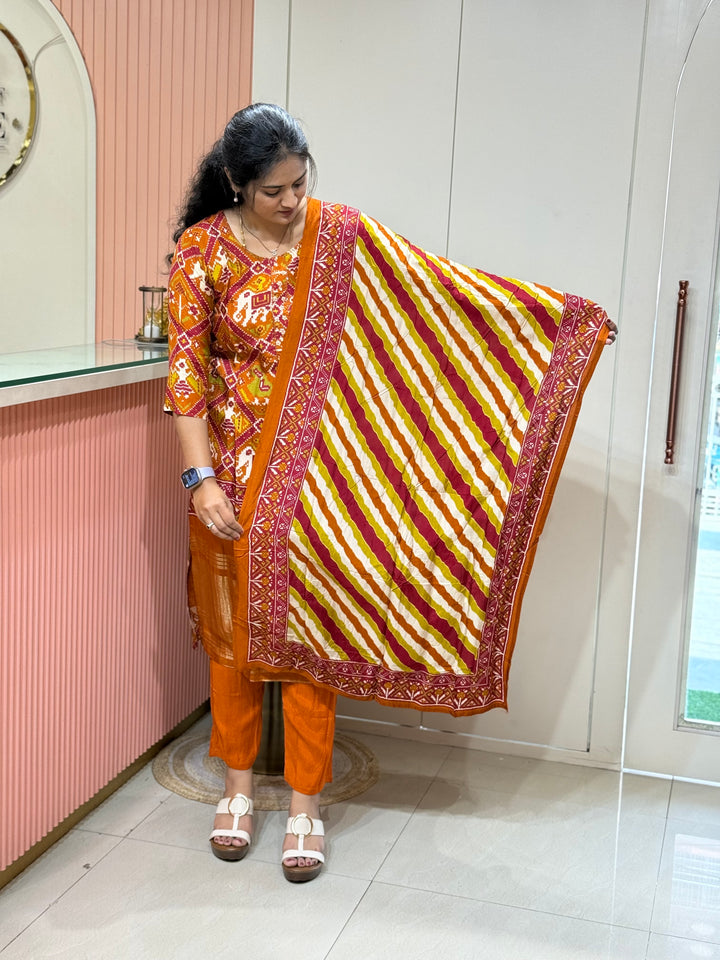 Tusser fabric with Patola design Collection (Cotton Lining )| R227
