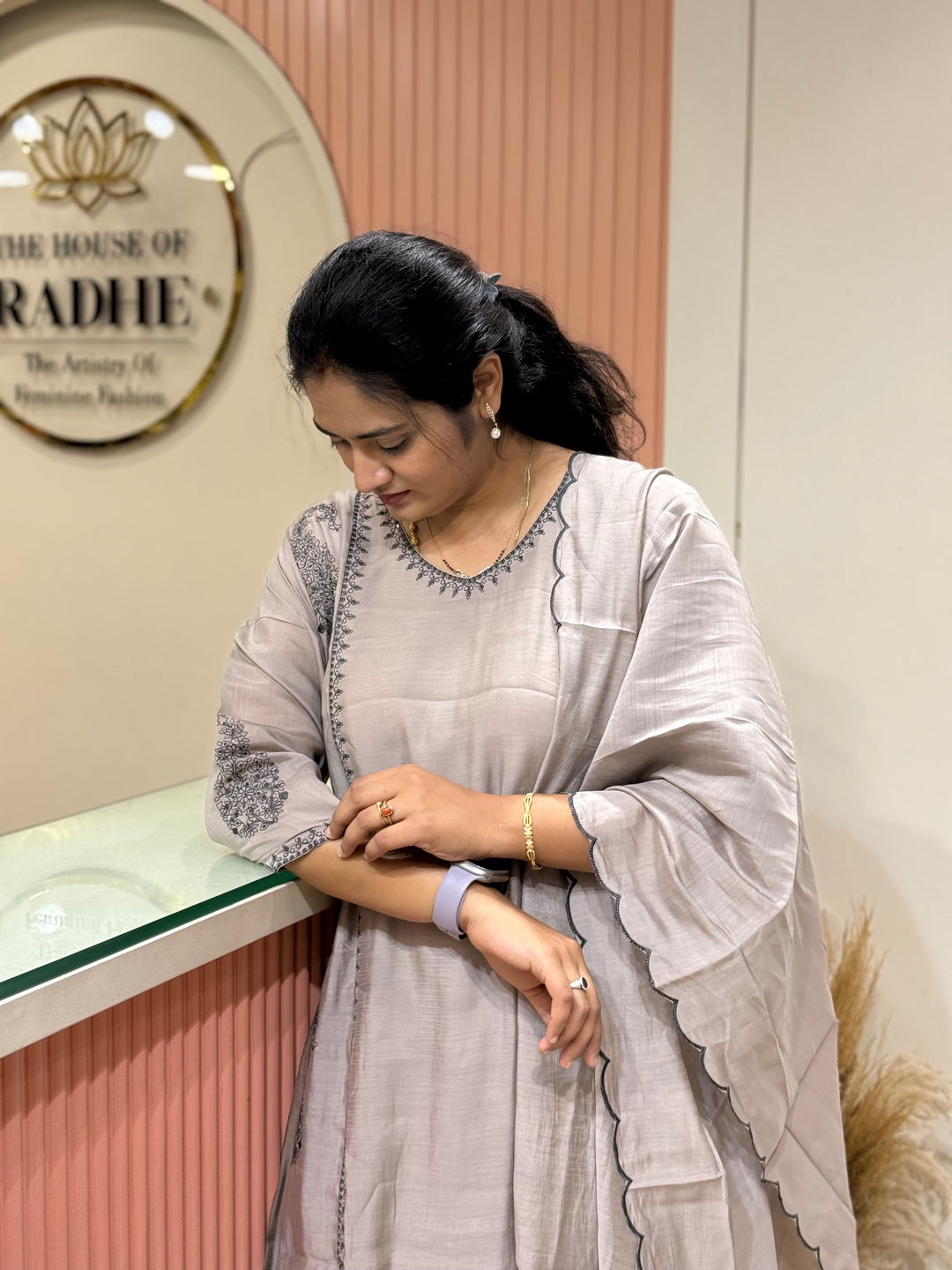Mul Chanderi with Embroidery work (Cotton Lining) | R138