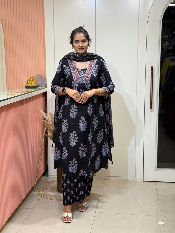 Pure 60-60 Cotton 3 Pc Kurta Set  | R108