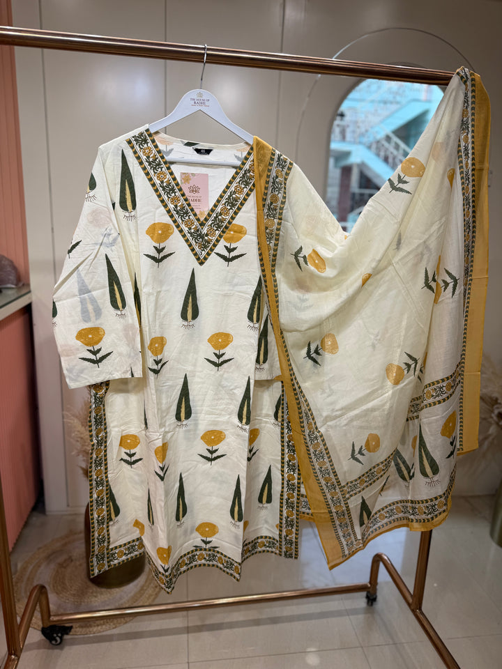 60-60 Cotton 3 Pc Kurta Set – Plus Size Collection | R158