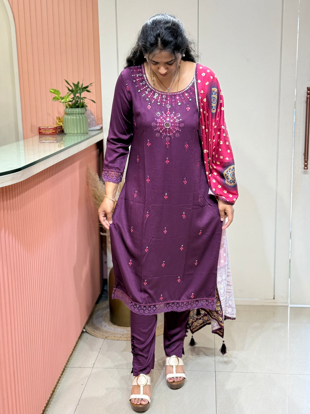 Gaji Satin Collection with Bandini print ( Dupatta Gaji Satin ) | R229
