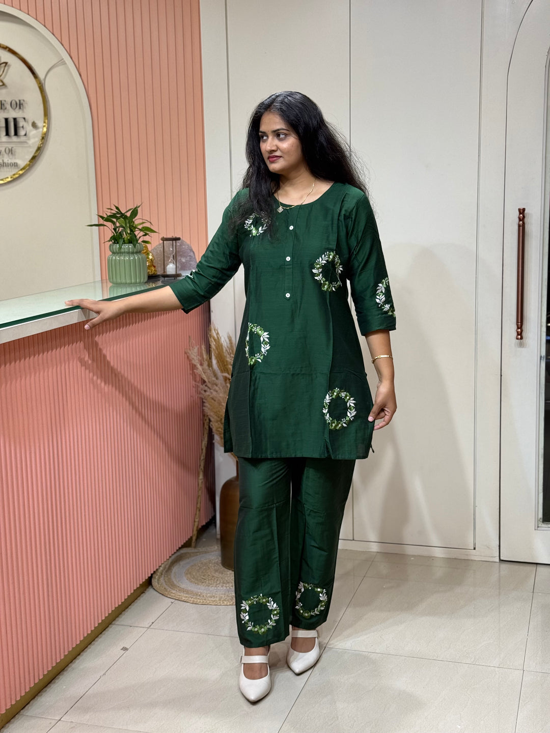 Co-Ord Set Collection with Beautiful Embroidery Design in Top and Bottom | R137