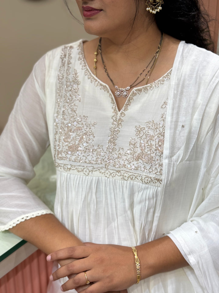 Mul Chanderi Collection with Handwork ( Cotton Lining )| R217