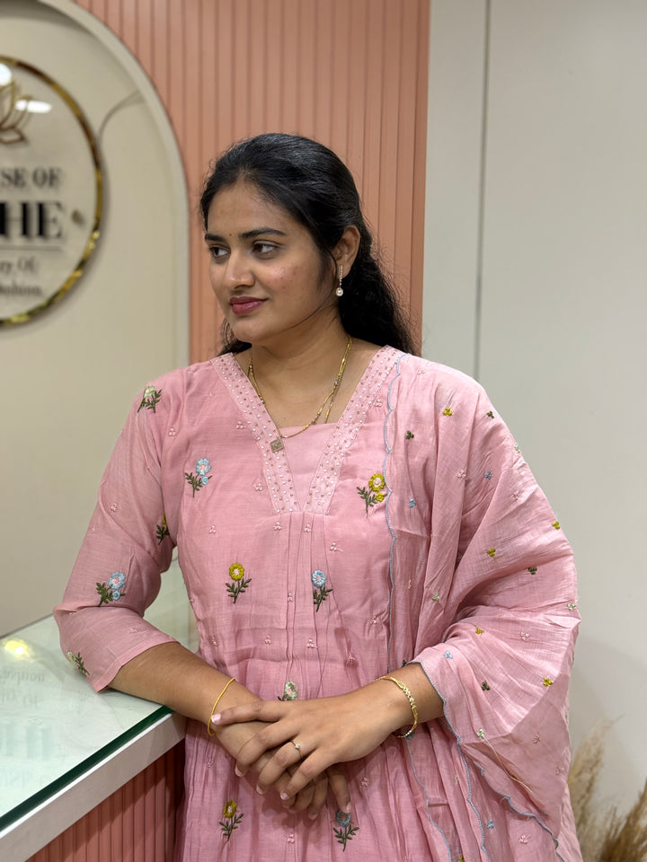 Mul Chanderi with Beautiful  Embroidery work| R209
