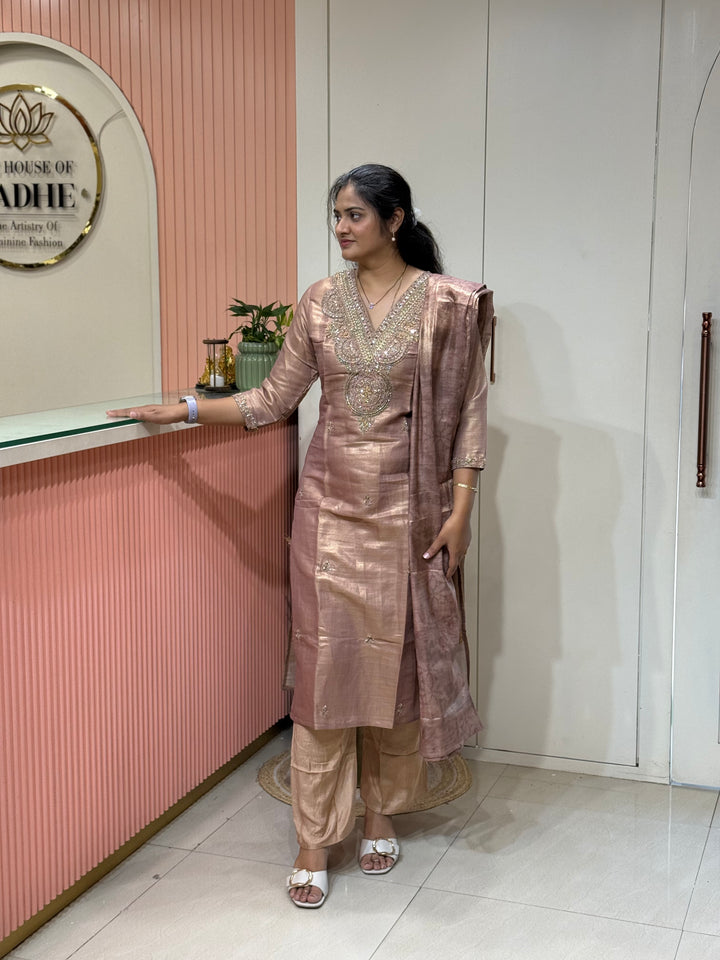 Kanjivaram Tissue Collection | Handwork Yoke | Full-Length Dupatta | R228