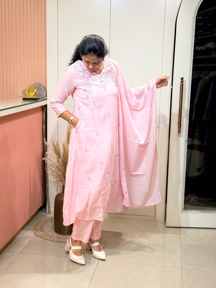 Pure Mul Cotton with Embroidery work (cotton lining) | R168