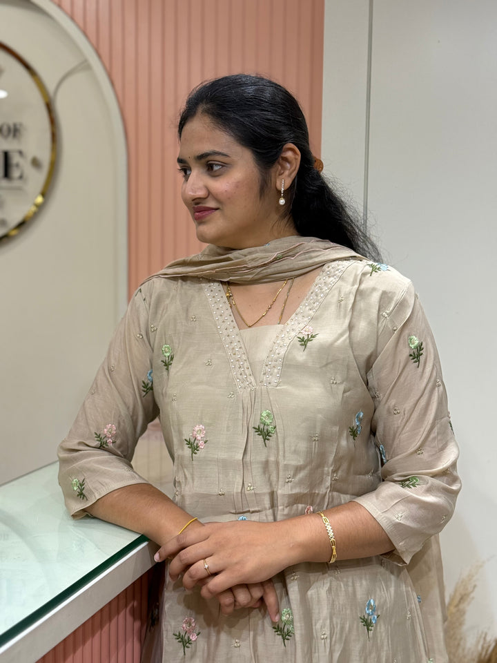 Mul Chanderi with Beautiful  Embroidery work| R209