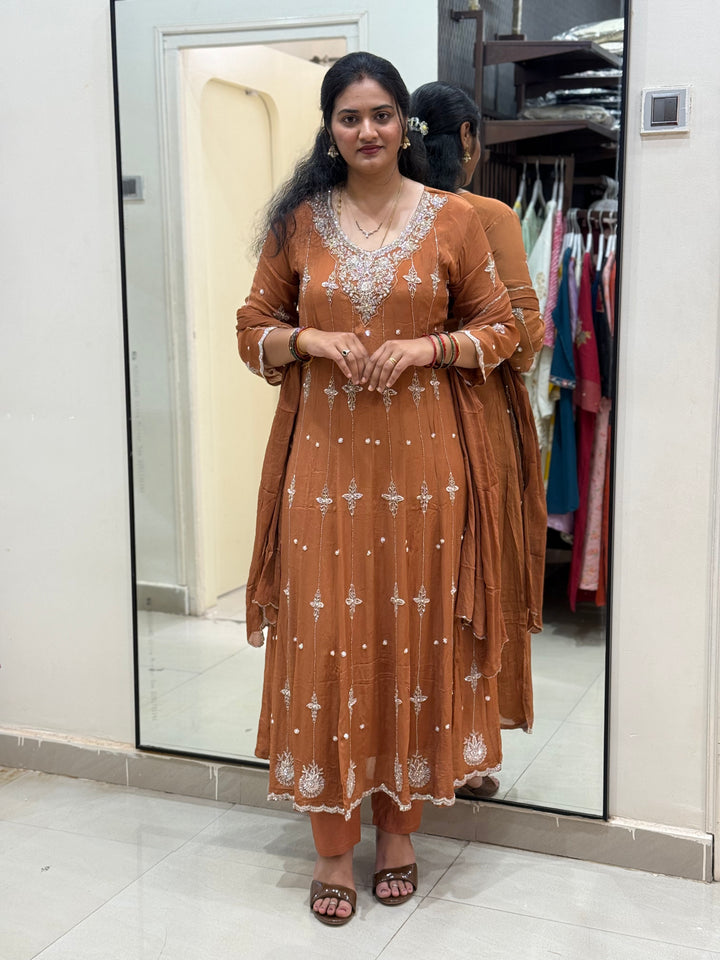 Pure Chinon Handwork Collection Party Wear  | R177