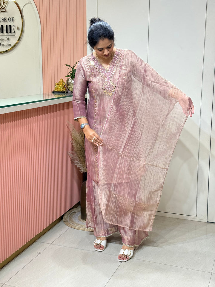 Shimmer Crush Tissue Fabric (salsa) Handwork 𝗦𝘂𝗶𝘁 𝗔𝗿𝗿𝗶𝘃𝗲𝗱 | R148