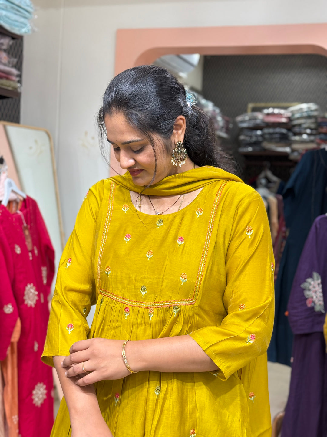 Mul Chanderi with Cute Embroidery work | R208