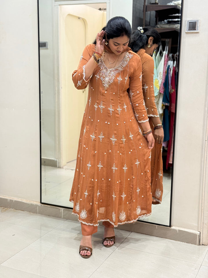Pure Chinon Handwork Collection Party Wear  | R177