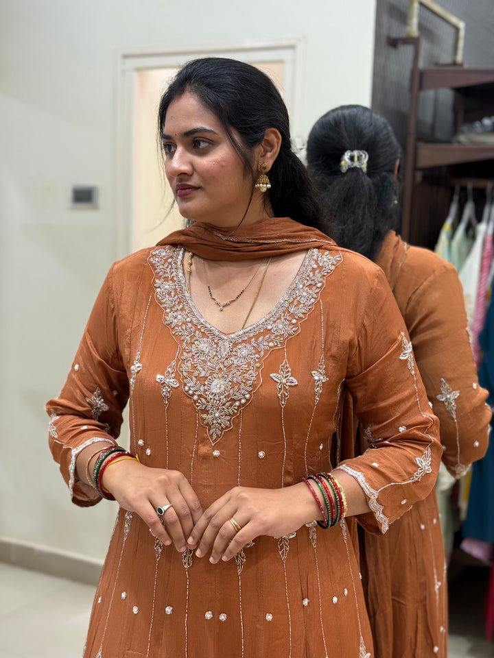 Pure Chinon Handwork Collection Party Wear  | R177