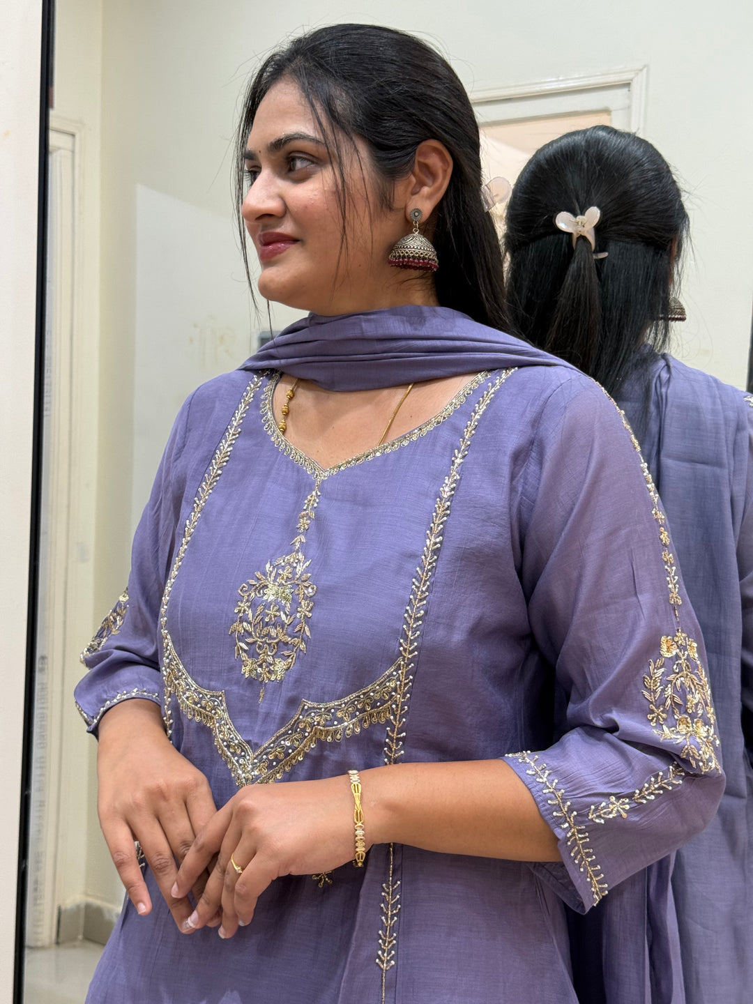 Premium Mul Chanderi with Cut Dana work Party Wear Collection | R206
