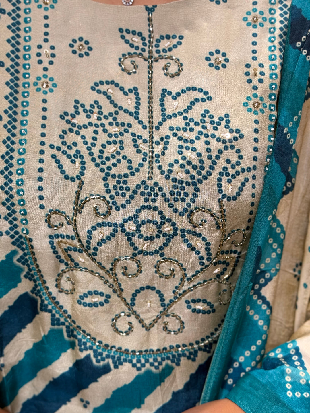 Tusser fabric with Bandhani design Collection (Cotton Lining )| R227