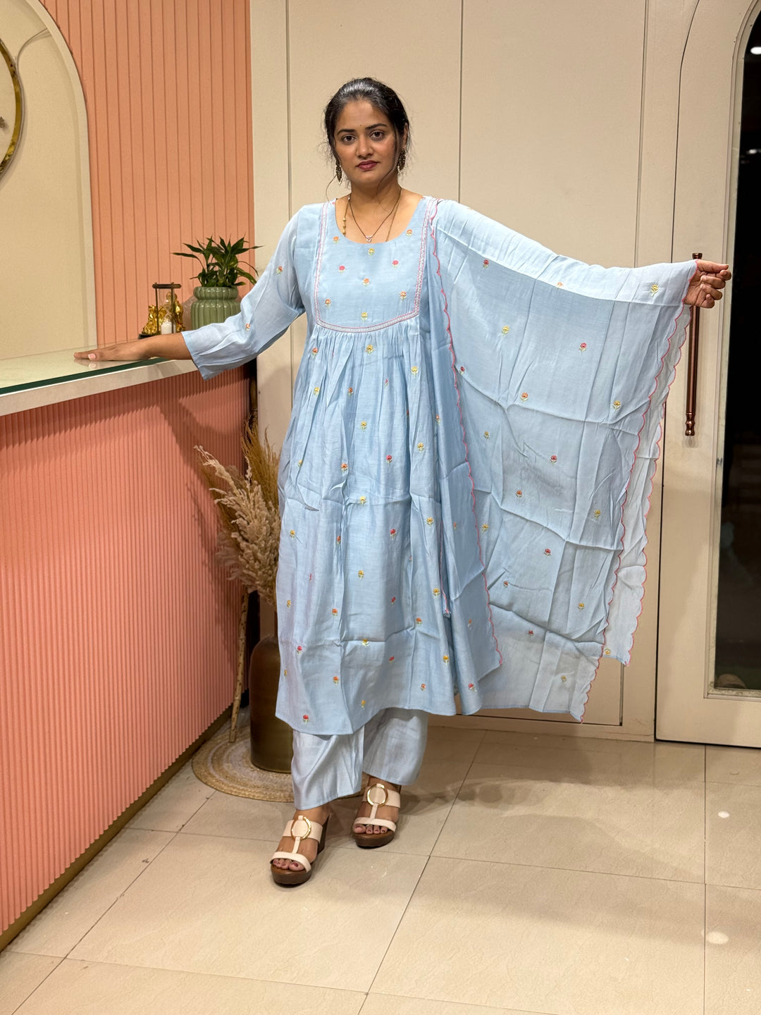 Mul Chanderi with Cute Embroidery work | R208