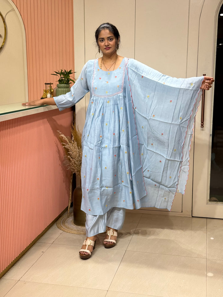 Mul Chanderi with Cute Embroidery work | R208
