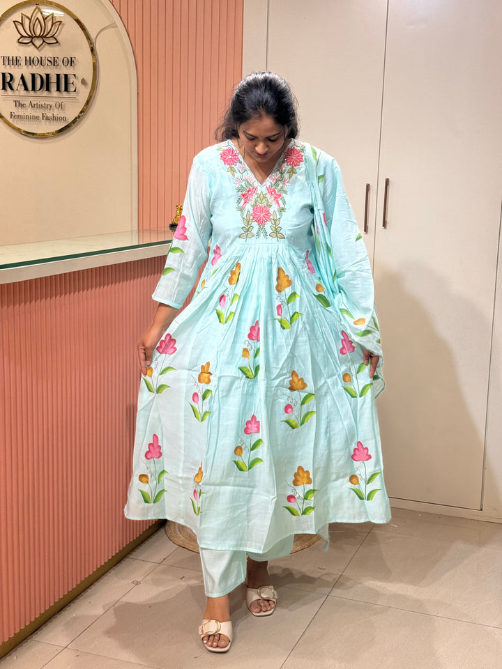 Mul Chanderi Collection with Brush Paint | R209
