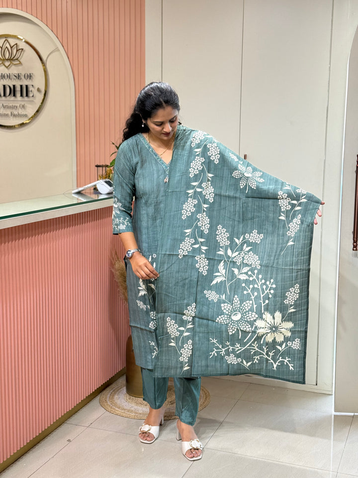 Premium Vatican fabric with beautiful floral work | R146