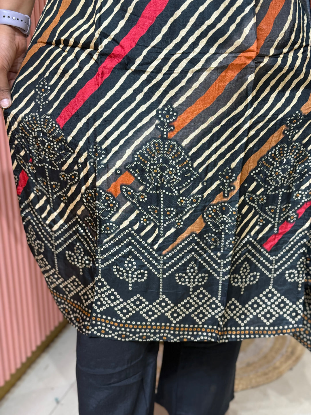 Tusser fabric with Bandhani design Collection (Cotton Lining )| R227