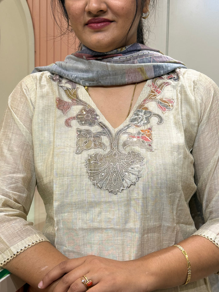 Pure Jamdhani Designer 3 Pcs Set Collection (Cotton Lining)| R211