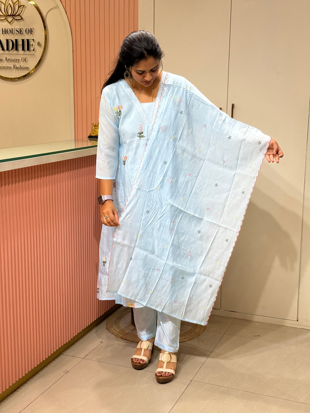 Mul Chanderi Collection With Embroidery Work | R179