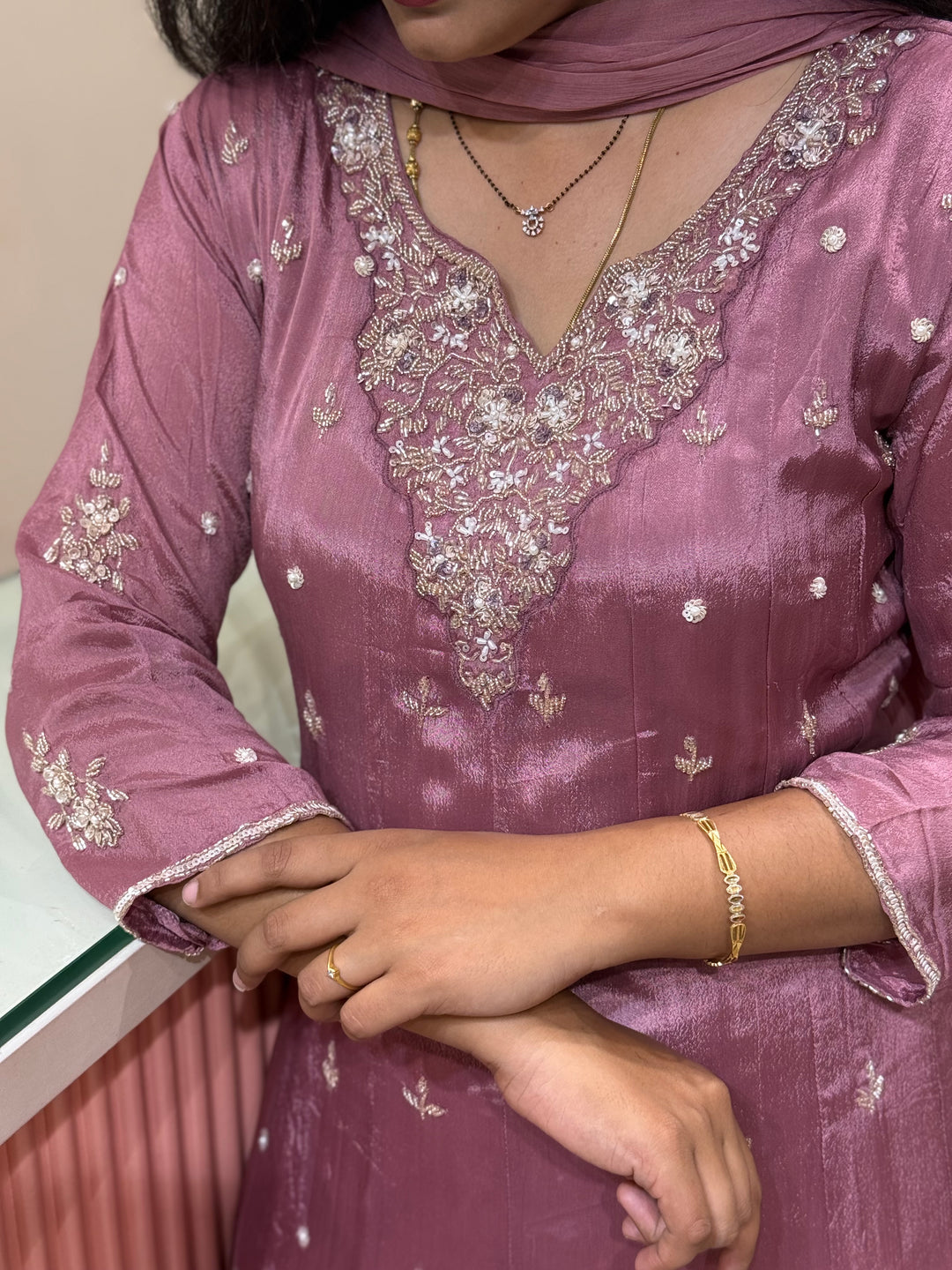 Pure Chinon Festive Collection | Full Handwork, Sequin &amp; Cut Dana | R177