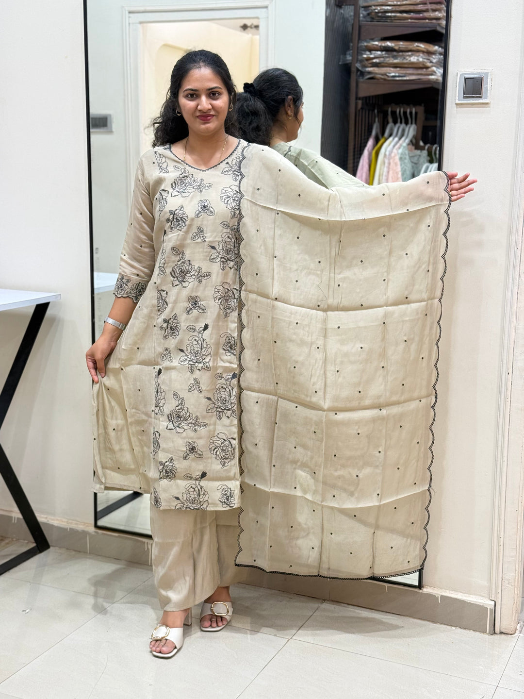 Mul Chanderi with Embroidery work | R138