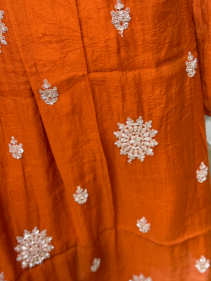 Coral Mul Chanderi Collection Semi Party Wear (Cut Dana &amp; bead Work) A -Line Pattern | R214