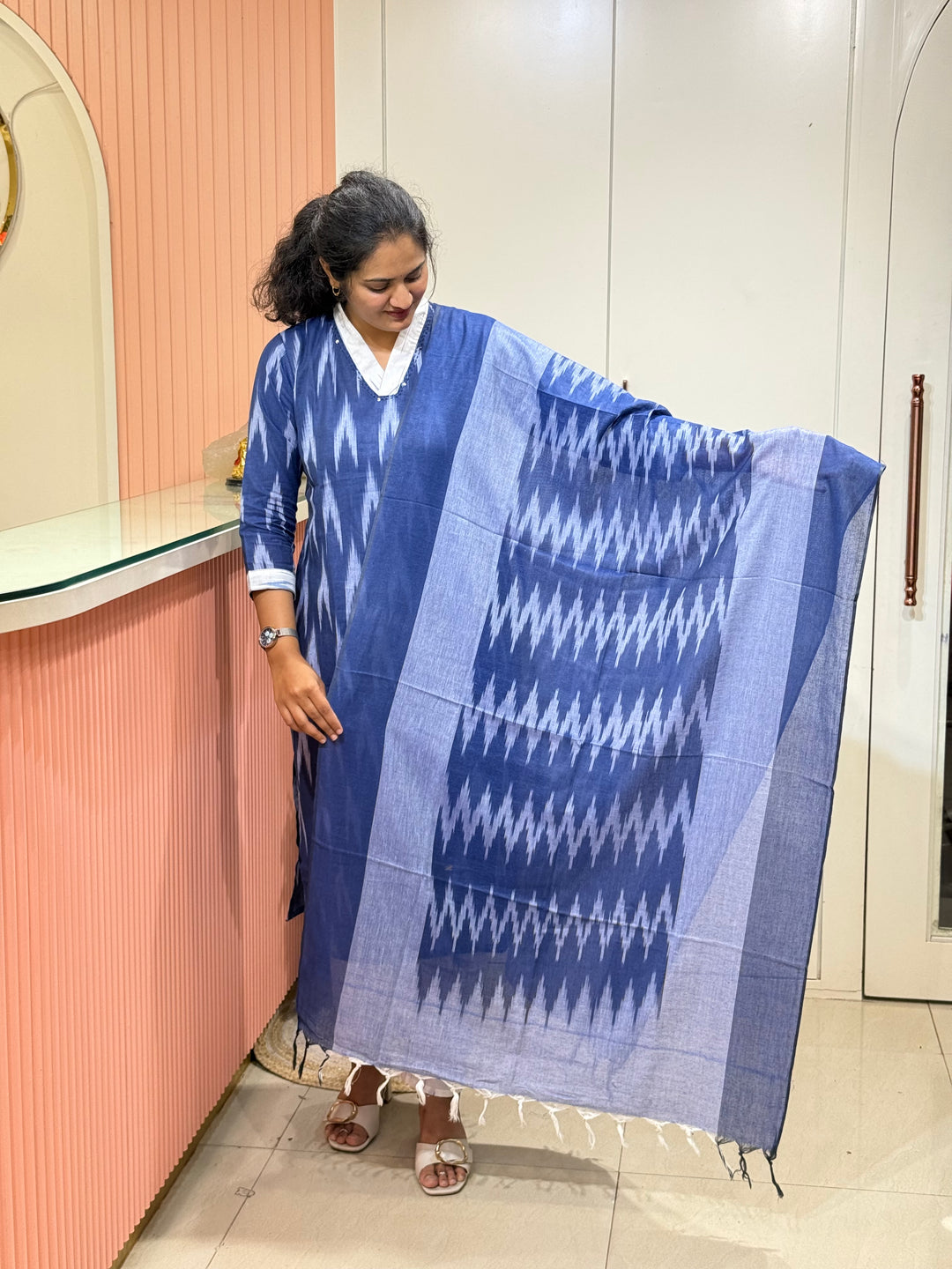 Ikkat Cotton Collection With Full Length Dupatta | R200