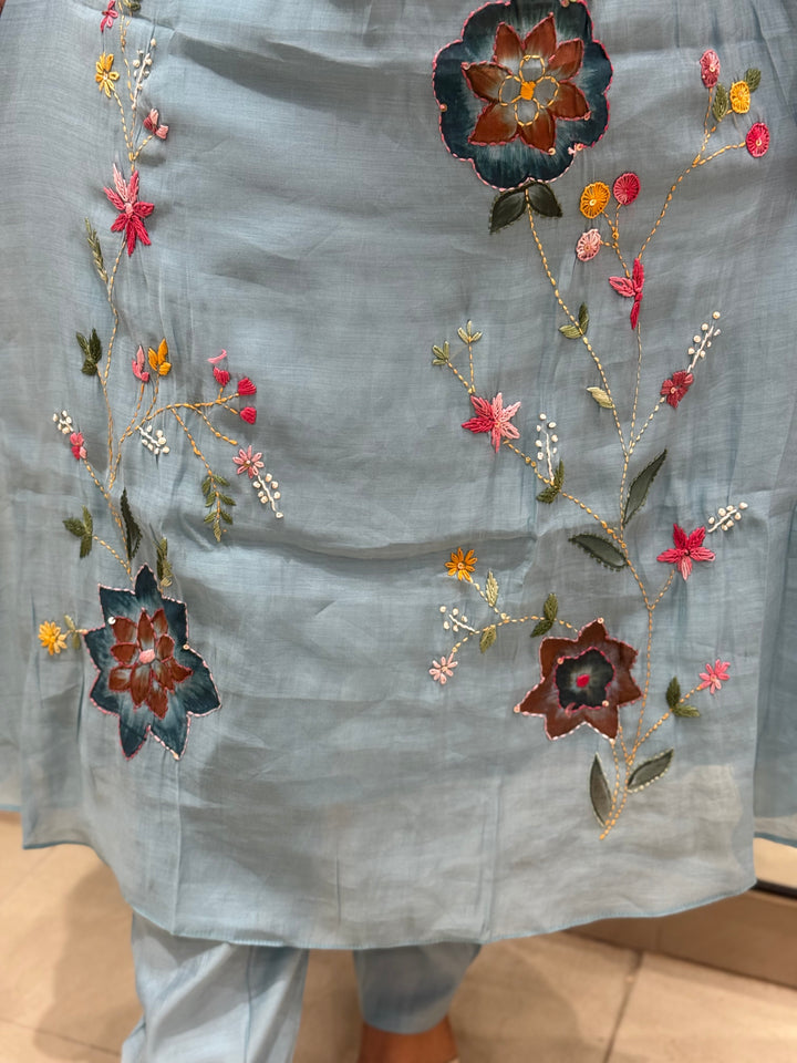Mul Chanderi Collection with Hand Brush paint and Embroidery work (Cotton Lining) | R206