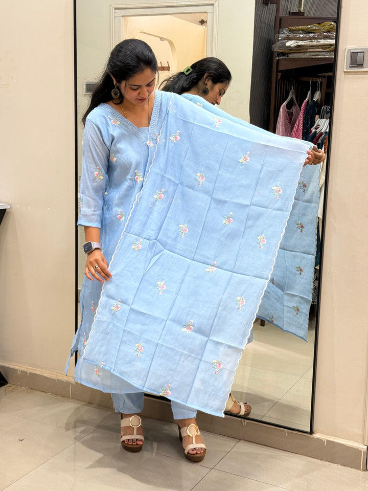 Premium Mul Chanderi with Embroidery work | R179