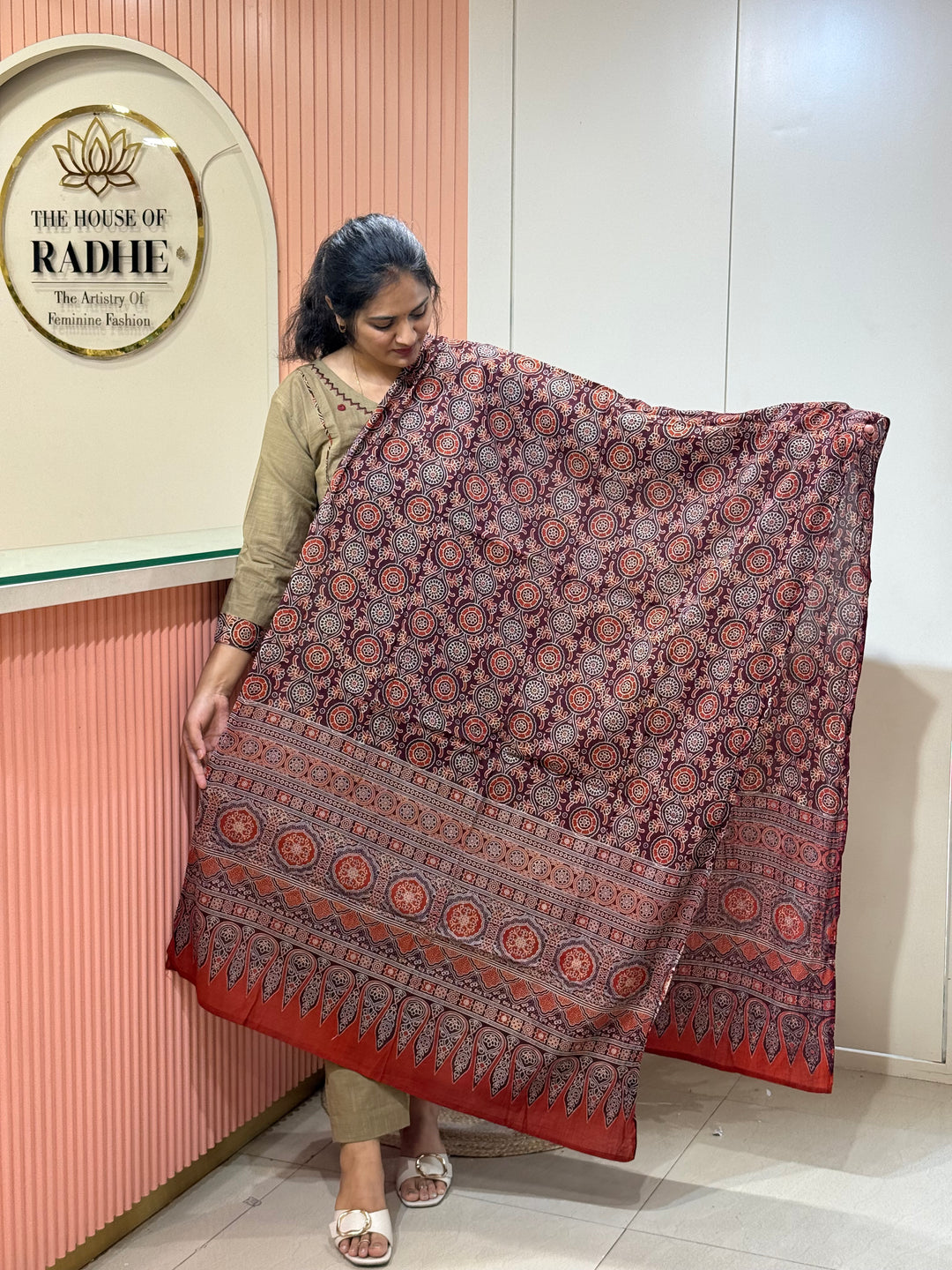 Khadi Cotton Collection With Ajrakh Print Dupatta | R210