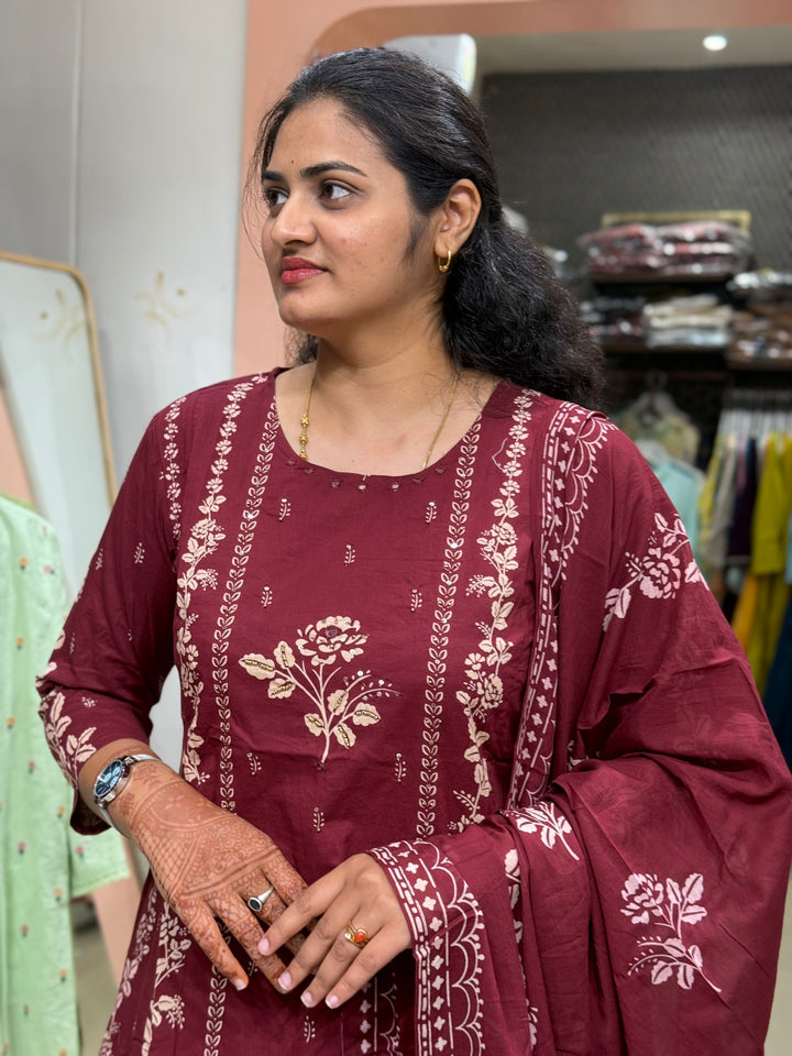 A-Line Cotton 3 Pcs Collection With Full Length Dupatta | R178