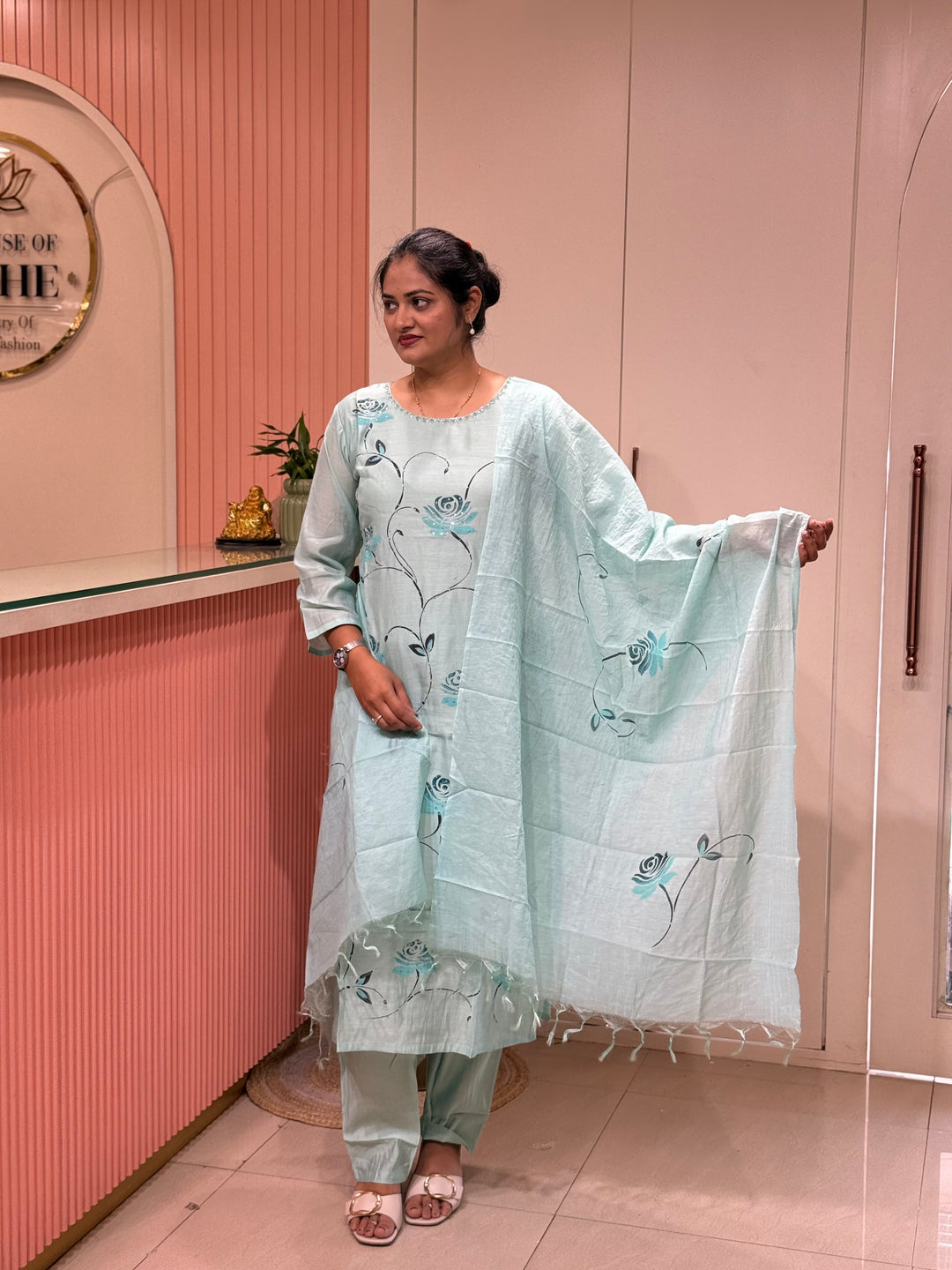 Premium Mul Chanderi Collection with Floral Work | R217