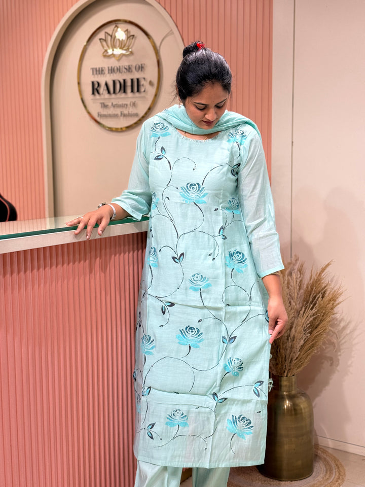 Premium Mul Chanderi Collection with Floral Work | R217