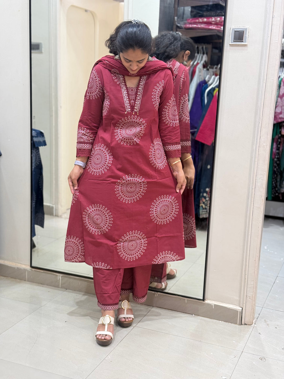60-60 Cotton A-Line 3 Pc Kurta Set with Palazzo – RADHE97
