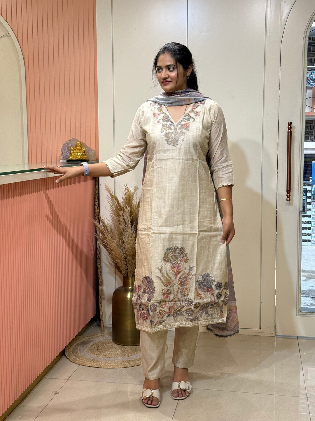 Pure Jamdhani Designer 3 Pcs Set Collection (Cotton Lining)| R211