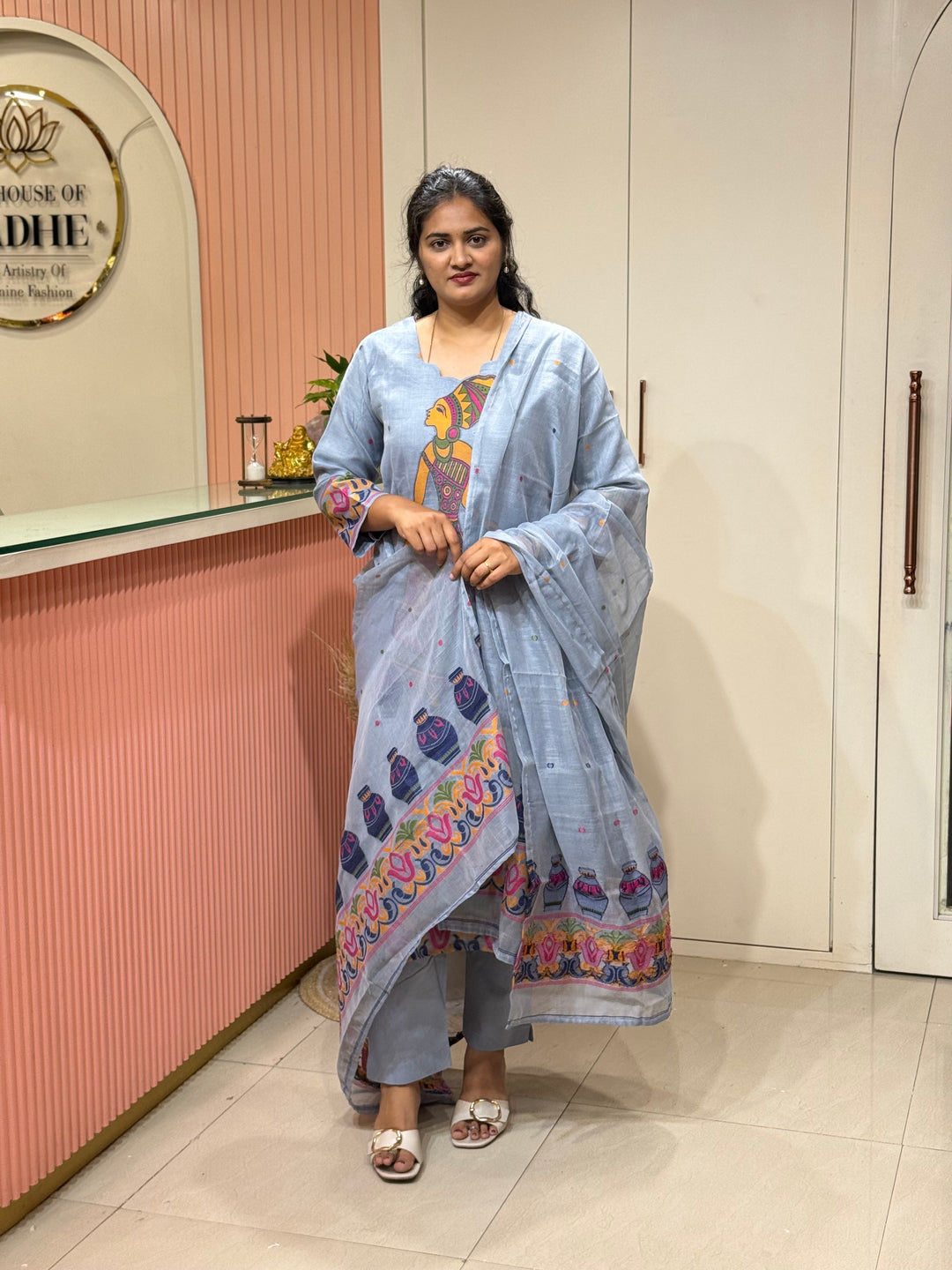 Pure Jamdhani Designer 3 Pcs Set Collection (Cotton Lining)| R211