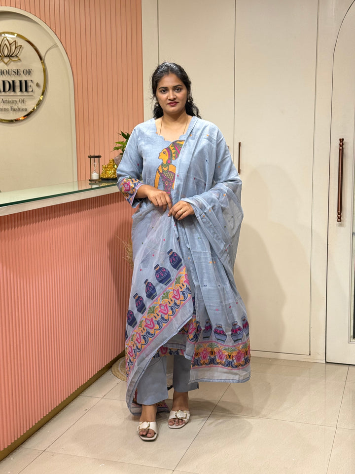 Pure Jamdhani Designer 3 Pcs Set Collection (Cotton Lining)| R211