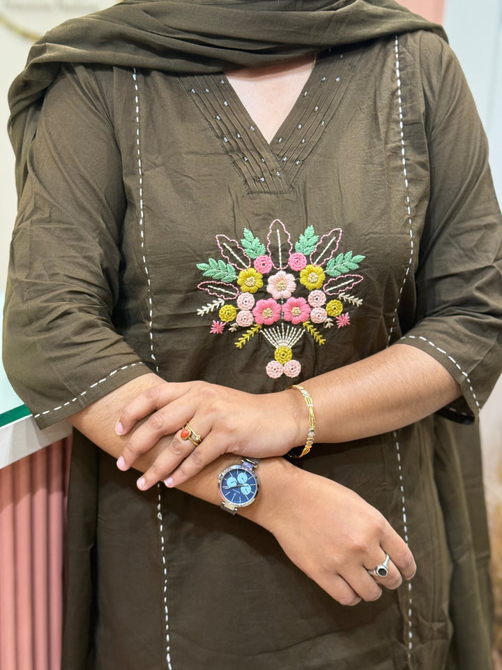 Hand Embroidered 3 Pc Cotton Collection – Summer Special | R166