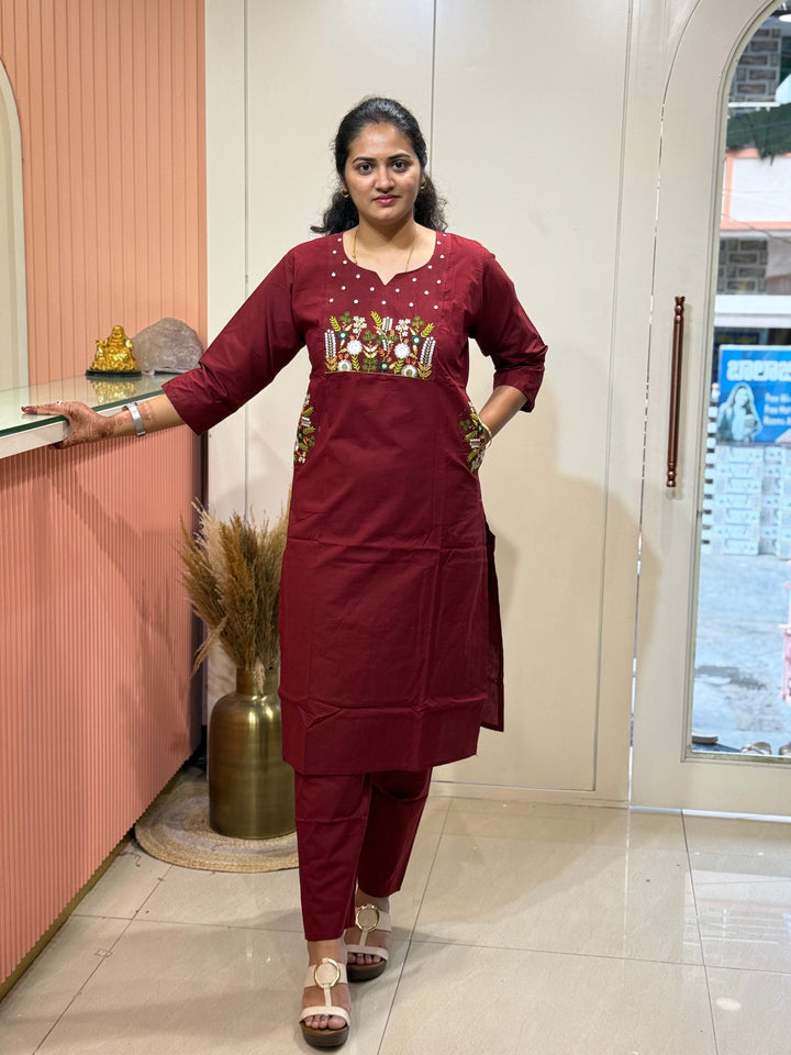 Cotton 2 Pc Kurta Set – Embroidered Collection | R137